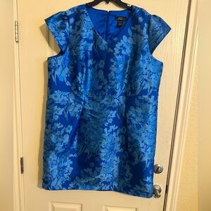 Midnight Velvet Vintage Blue Floral Dress With rear zipper and split
